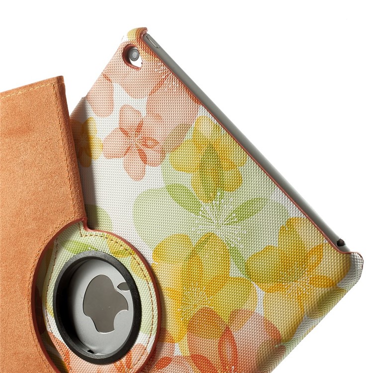 Elegant Flowers Smart Leather Cover w/ 360 Degree Rotatory Stand for iPad Air 2 - Yellow-8