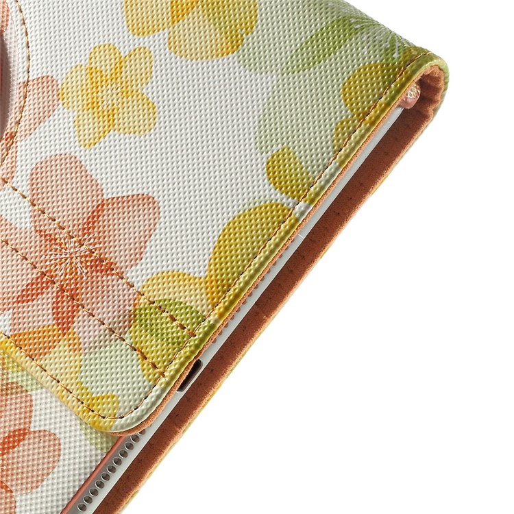 Elegant Flowers Smart Leather Cover w/ 360 Degree Rotatory Stand for iPad Air 2 - Yellow-9