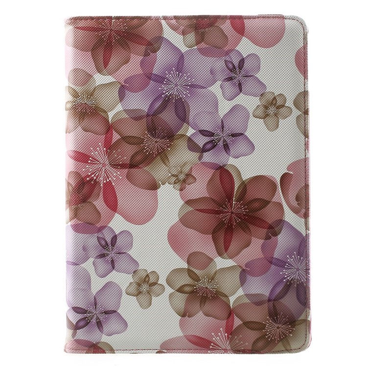 Elegant Flowers Leather Smart Case Cover w/ 360 Degree Rotatory Stand for iPad Air 2 - Purple-2