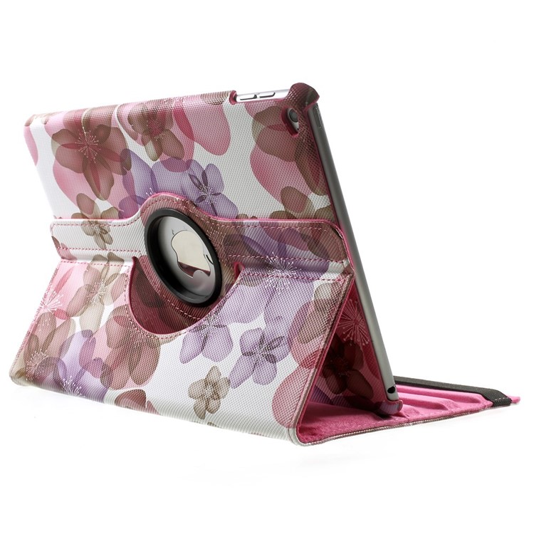 Elegant Flowers Leather Smart Case Cover w/ 360 Degree Rotatory Stand for iPad Air 2 - Purple-4