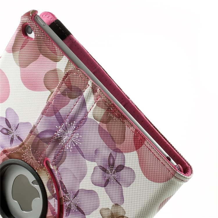 Elegant Flowers Leather Smart Case Cover w/ 360 Degree Rotatory Stand for iPad Air 2 - Purple-8