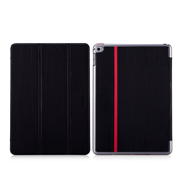 MOMAX Be Elite Lines Pattern Tri-fold Stand Smart Leather Case for iPad Air 2 - Black-1