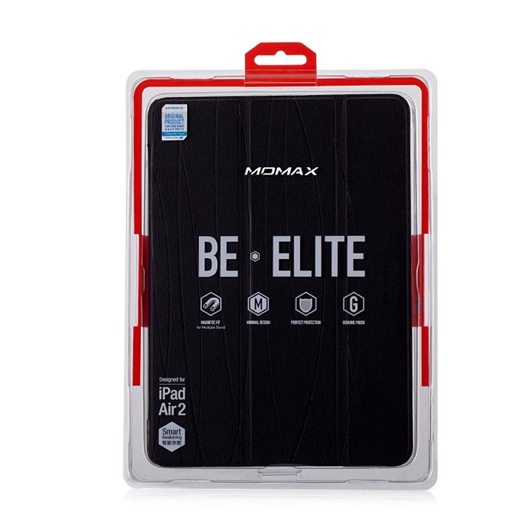 MOMAX Be Elite Lines Pattern Tri-fold Stand Smart Leather Case for iPad Air 2 - Black-11