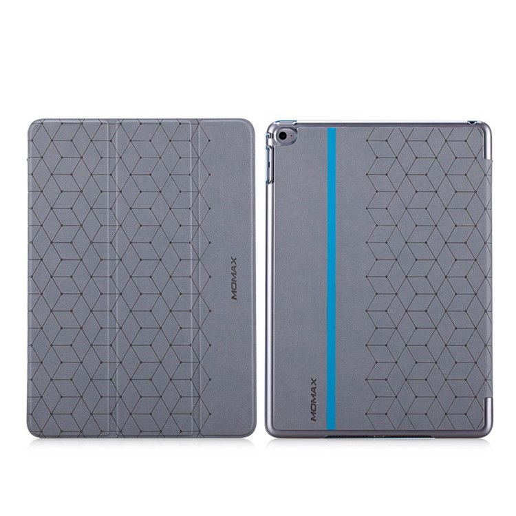 MOMAX Be Elite Cube Pattern Tri-fold Stand Smart Leather Cover for iPad Air 2 - Grey-1