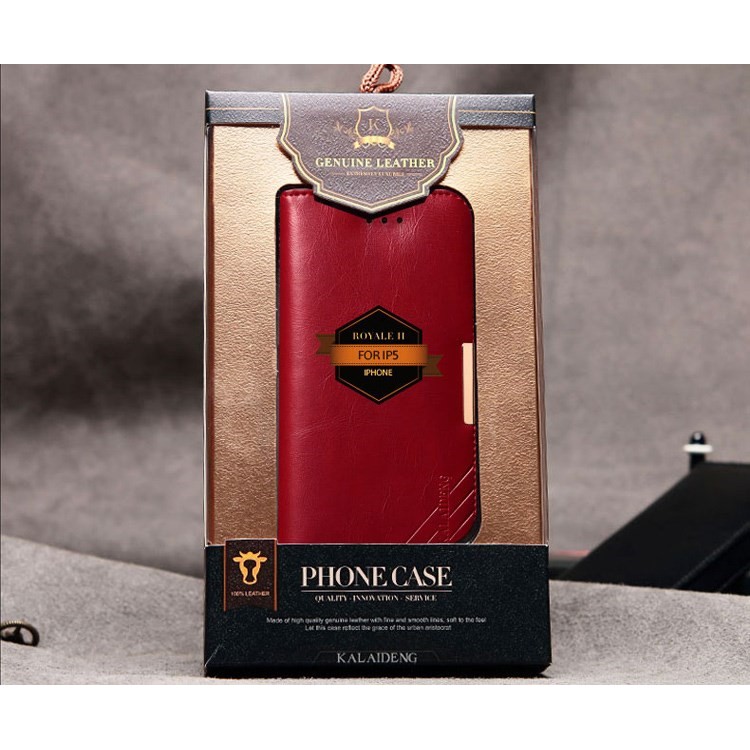 KLD Royale II Series for iPhone SE 5s 5 Genuine Full Grain Leather Stand Case Card Holder - Red-10