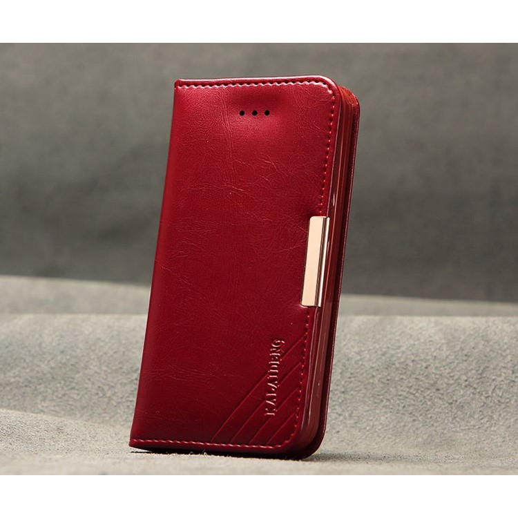 KLD Royale II Series for iPhone SE 5s 5 Genuine Full Grain Leather Stand Case Card Holder - Red-8