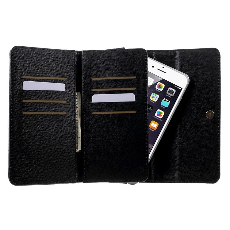 Multiple Slots Wallet Leather Case Pouch for iPhone 7 Plus/ 6 Plus/ 6s Plus, Galaxy Note 4 Etc, Size: 16.5 x 8cm - Black-5