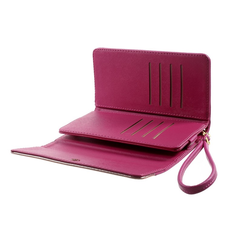 Multiple Slots Wallet Leather Case Cover for iPhone 7 Plus/ 6 Plus/ 6s Plus, Galaxy Note 4 Etc, Size: 16.5 x 8cm - Rose-6