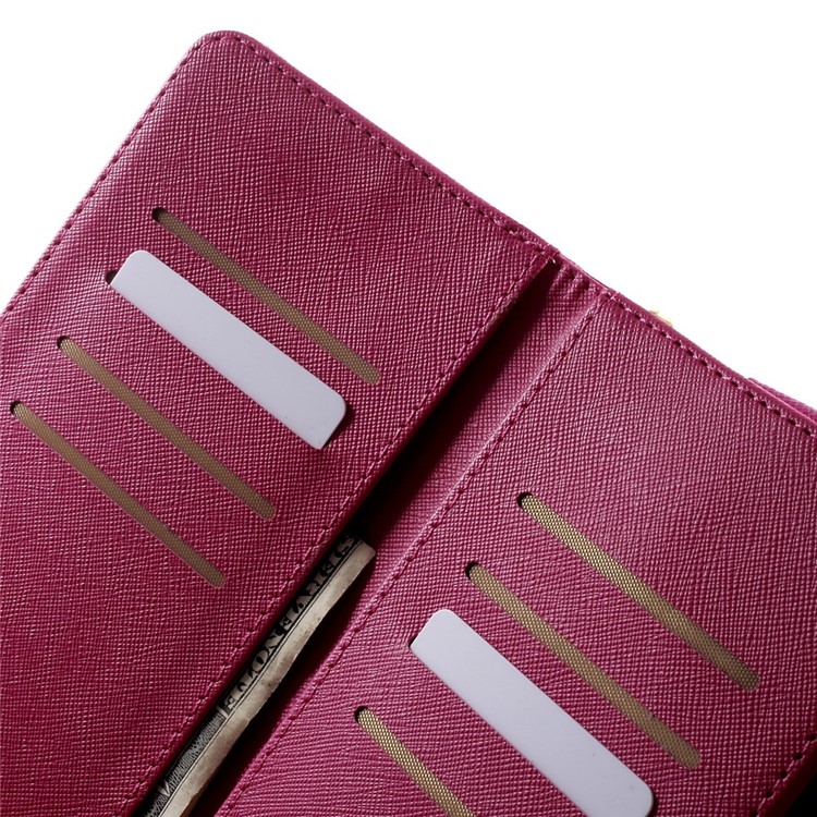 Multiple Slots Wallet Leather Case Cover for iPhone 7 Plus/ 6 Plus/ 6s Plus, Galaxy Note 4 Etc, Size: 16.5 x 8cm - Rose-7