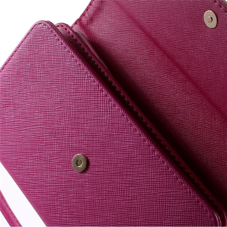 Multiple Slots Wallet Leather Case Cover for iPhone 7 Plus/ 6 Plus/ 6s Plus, Galaxy Note 4 Etc, Size: 16.5 x 8cm - Rose-8