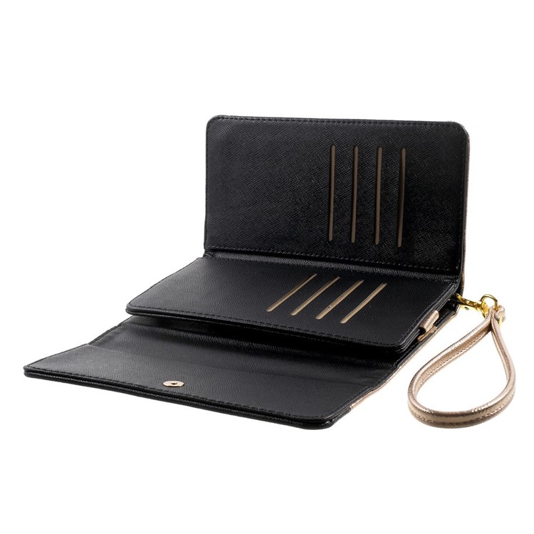 Multiple Slots Leather Case Wallet for iPhone 6 Plus / 6s Plus, Galaxy Note 4 Etc, Size: 16.5 x 8cm - Champagne-5