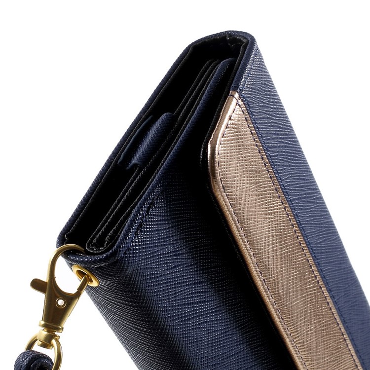 Multiple Slots Leather Pouch Wallet for iPhone 6 Plus / 6s Plus, Galaxy Note 4 Etc, Size: 16.5 x 8cm - Dark Blue-9