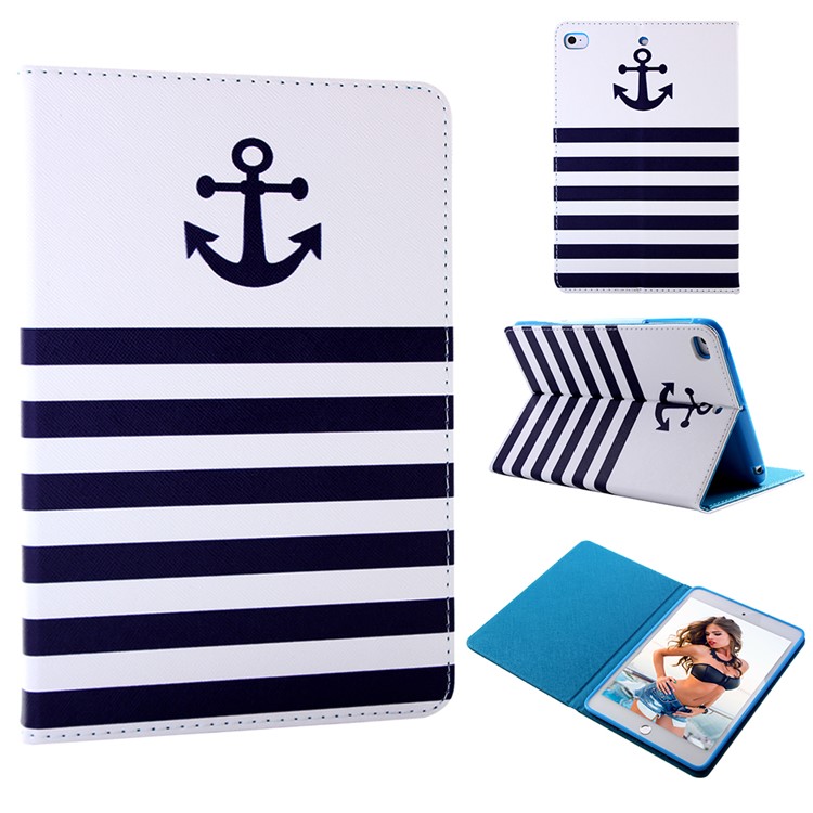 Anchor & Stripes Flip Leather Case for iPad Mini / Mini 2 / Mini 3 w/ Stand-1