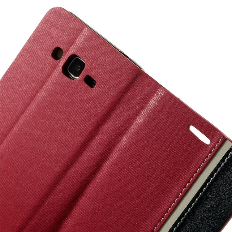For Samsung Galaxy Grand Prime SM-G530H Two-color Folio Leather Stand Case Cover - Red-6
