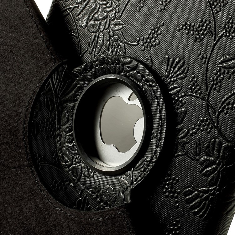 For iPad mini / mini 2 / mini 3 Embossment Pattern 360 Degree Rotating Stand Smart Leather Case - Black-8