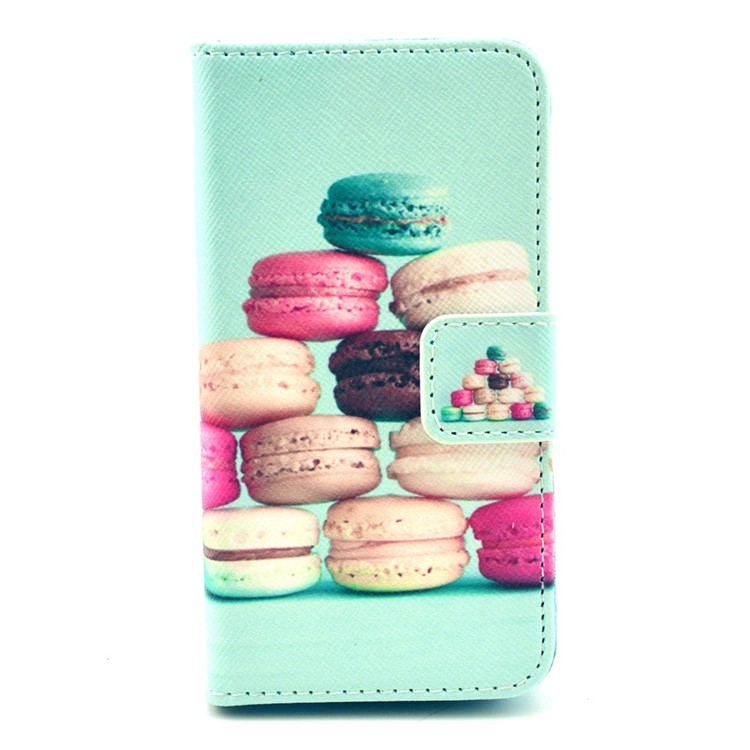 For iPhone 4 4s Protective PU Leather Wallet Shell Stand - Macarons-1