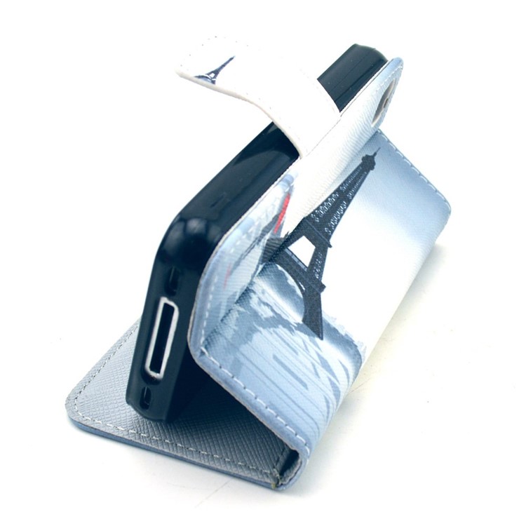 Folio Stand Leather Protective Case Wallet for iPhone 4 4s - Eiffel Tower-6