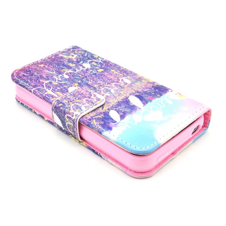 Wallet Leather Case with Stand for iPhone 4 4s - Enjoy Every Moment & Flowers-3