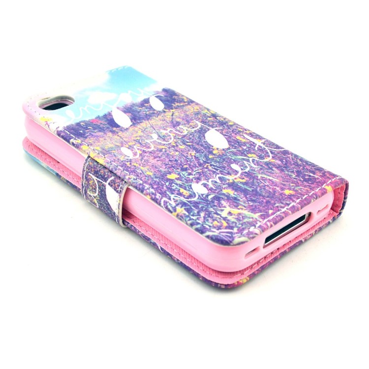 Wallet Leather Case with Stand for iPhone 4 4s - Enjoy Every Moment & Flowers-4