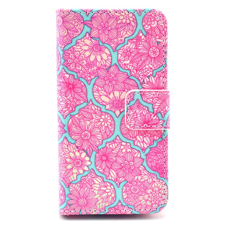 Wallet Leather Stand Case Shell for iPhone 4 4s - Rose Blommy Flowers-1