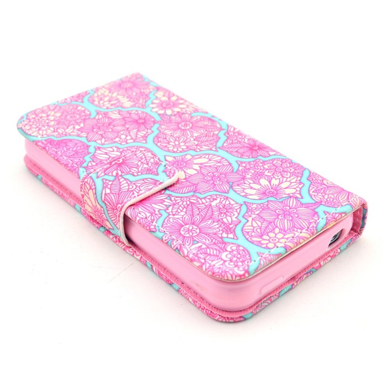 Wallet Leather Stand Case Shell for iPhone 4 4s - Rose Blommy Flowers-3