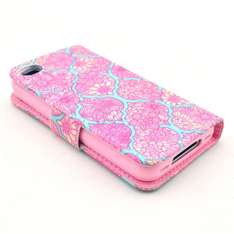 Wallet Leather Stand Case Shell for iPhone 4 4s - Rose Blommy Flowers-4