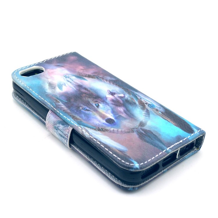 Cool Wolf & Dream Catcher Wallet Leather Stand Cover for iPhone SE 5s 5-4