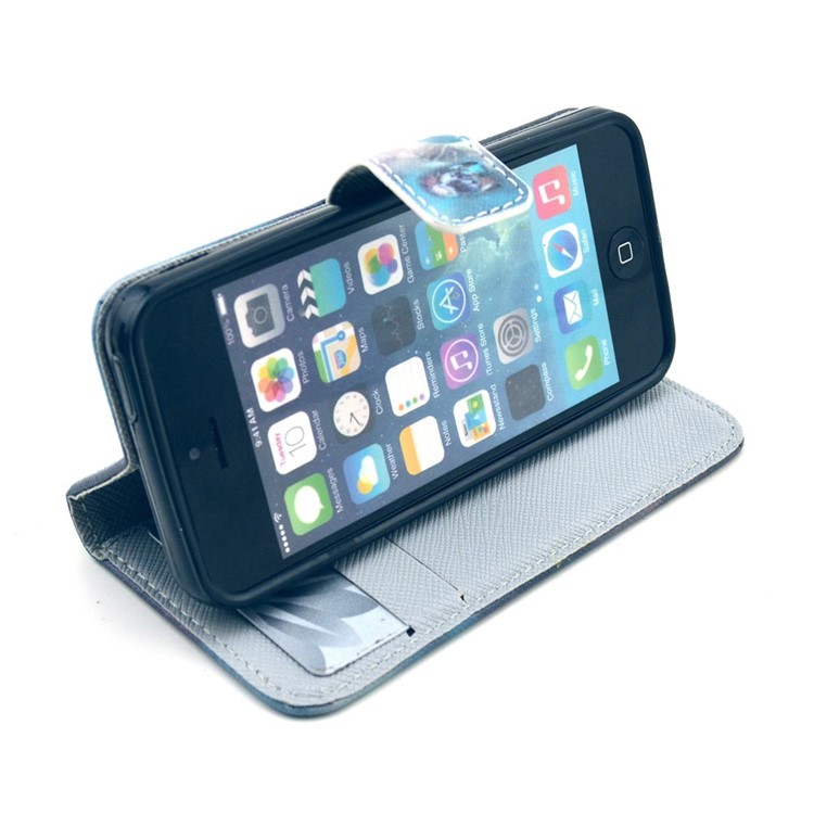 Cool Wolf & Dream Catcher Wallet Leather Stand Cover for iPhone SE 5s 5-5