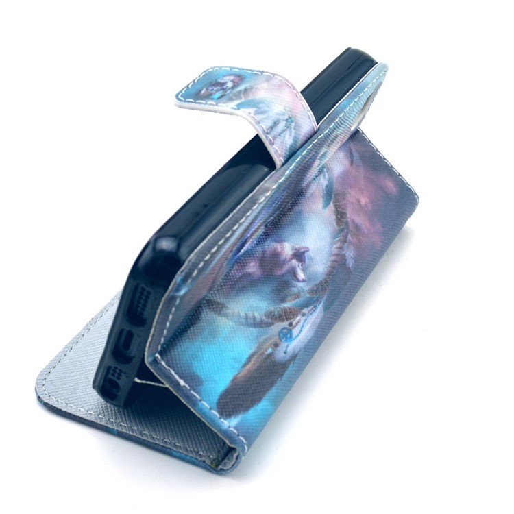 Cool Wolf & Dream Catcher Wallet Leather Stand Cover for iPhone SE 5s 5-6