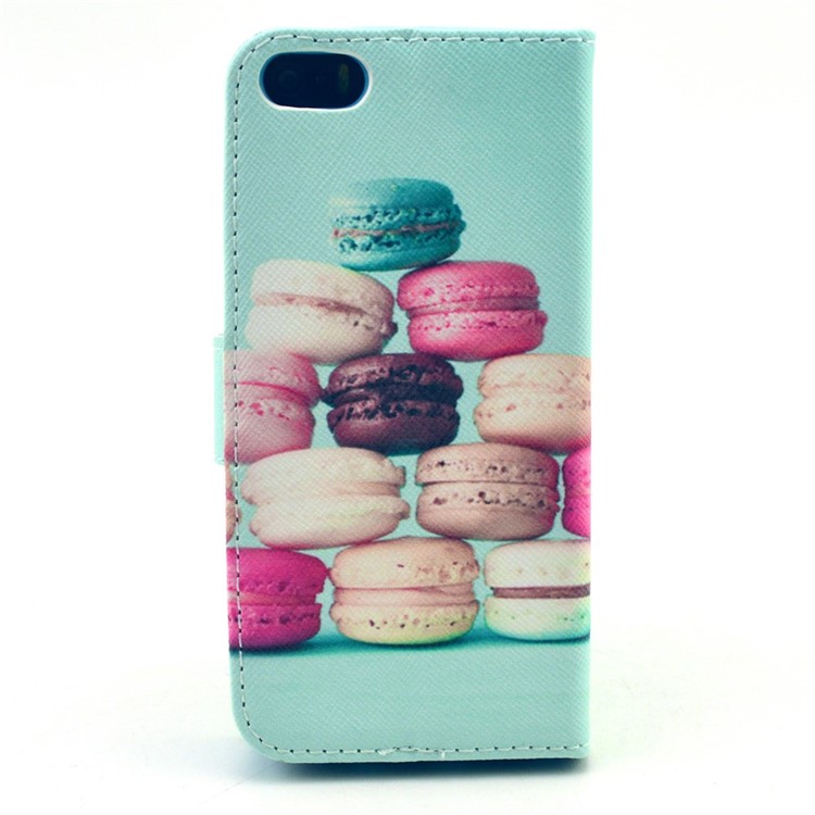 Macaron Cookies Wallet Leather Stand Cover Case for iPhone SE 5s 5-2