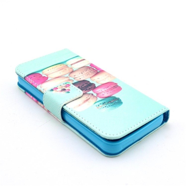 Macaron Cookies Wallet Leather Stand Cover Case for iPhone SE 5s 5-3