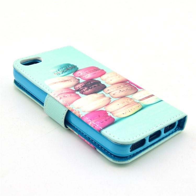 Macaron Cookies Wallet Leather Stand Cover Case for iPhone SE 5s 5-4