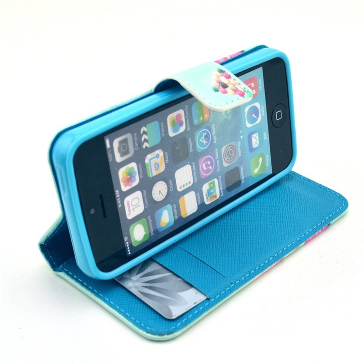 Macaron Cookies Wallet Leather Stand Cover Case for iPhone SE 5s 5-6