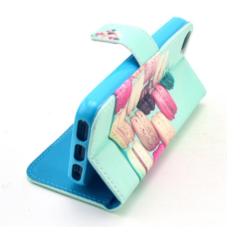 Macaron Cookies Wallet Leather Stand Cover Case for iPhone SE 5s 5-7