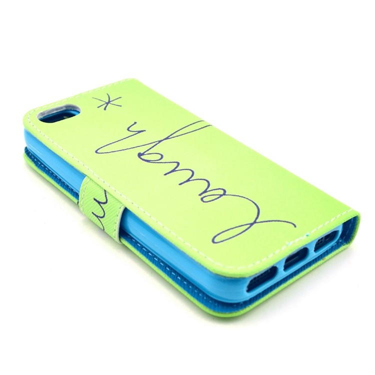 English Characters Stand Leather Magnetic Case for iPhone SE 5s 5-4