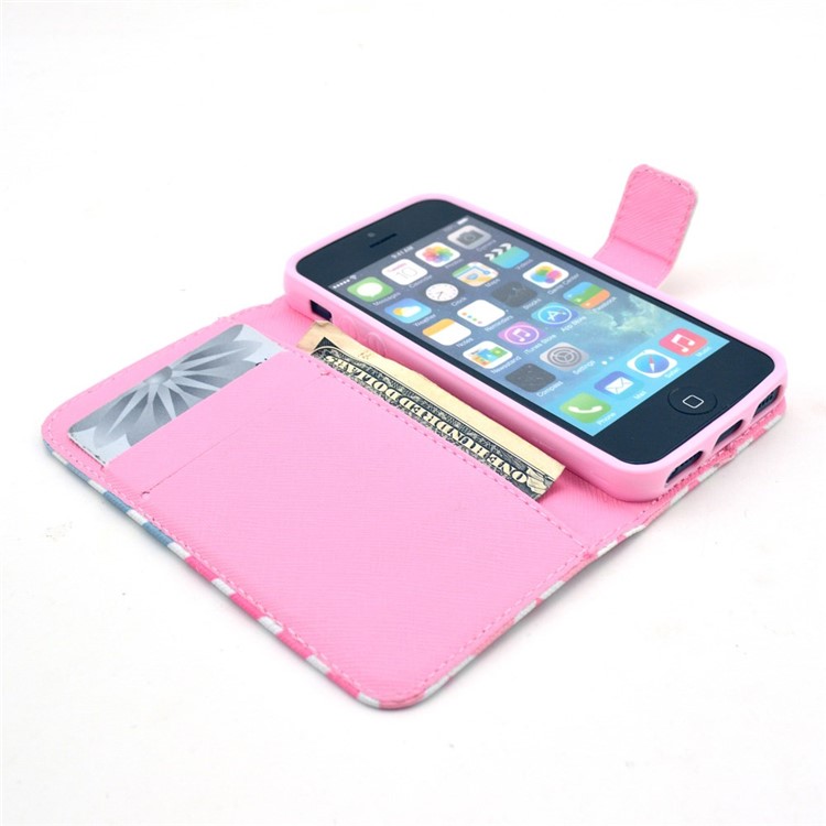 Colorful Stripes Magnetic Leather Card Holder Case for iPhone SE 5s 5-7