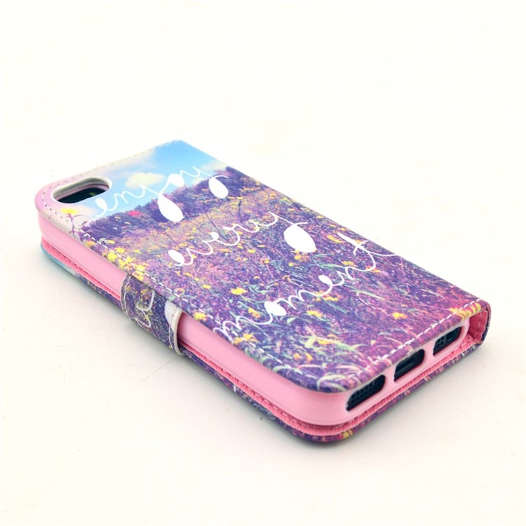 Purple Lavender Leather Stand Case w/ Card Slots for iPhone SE 5s 5-4