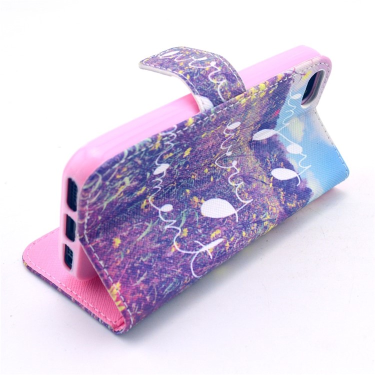 Purple Lavender Leather Stand Case w/ Card Slots for iPhone SE 5s 5-6
