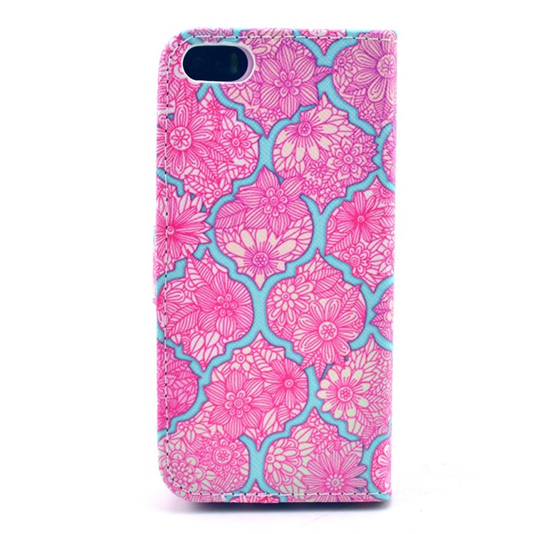Vivid Flowers Wallet Leather Stand Cover for iPhone SE 5s 5-2