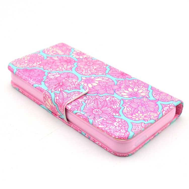 Vivid Flowers Wallet Leather Stand Cover for iPhone SE 5s 5-3