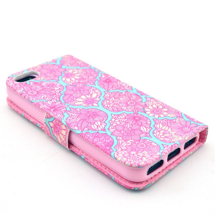 Vivid Flowers Wallet Leather Stand Cover for iPhone SE 5s 5-4