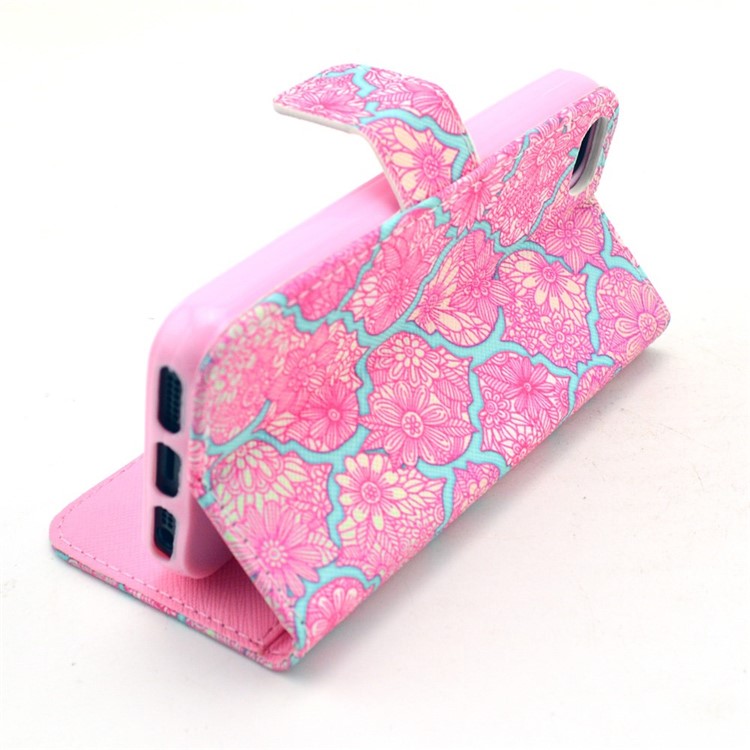 Vivid Flowers Wallet Leather Stand Cover for iPhone SE 5s 5-6
