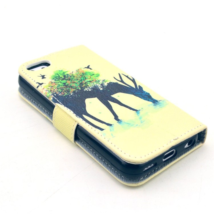 Deer & Tree Leather Wallet Case for iPhone 5c w/ Stand-4