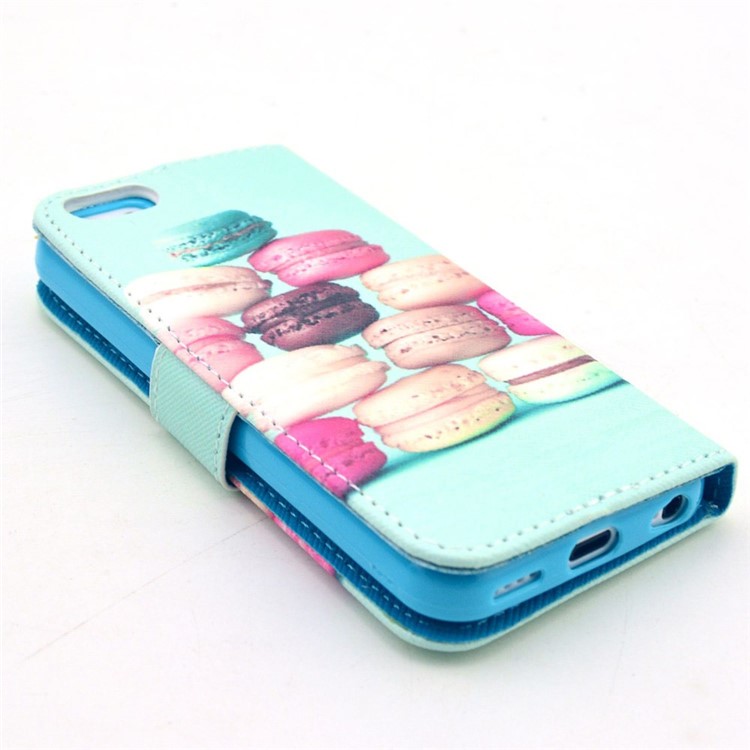 Colorful Macarons Leather Magnetic Case for iPhone 5c w/ Stand-4