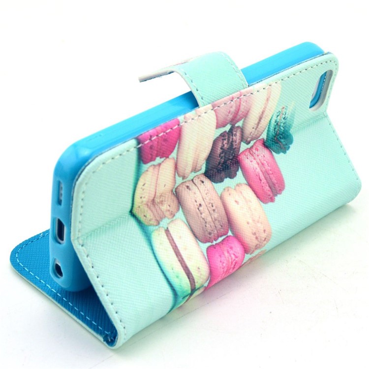 Colorful Macarons Leather Magnetic Case for iPhone 5c w/ Stand-6