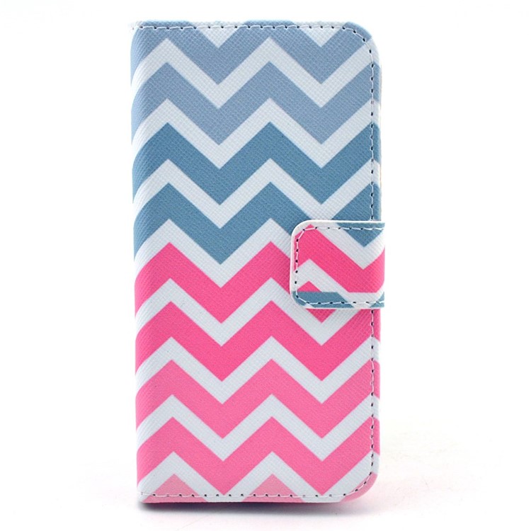 Colorized Chevron Pattern Leather Magnetic Shell for iPhone 5c w/ Stand-1