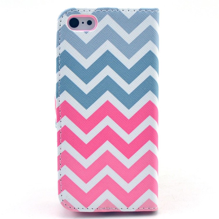 Colorized Chevron Pattern Leather Magnetic Shell for iPhone 5c w/ Stand-2