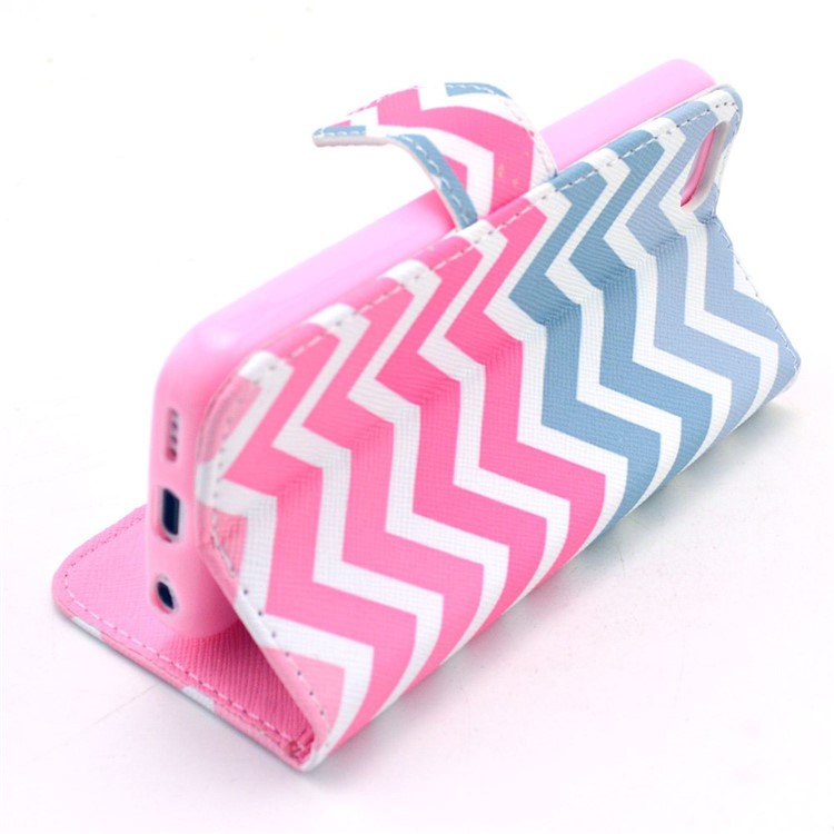 Colorized Chevron Pattern Leather Magnetic Shell for iPhone 5c w/ Stand-6