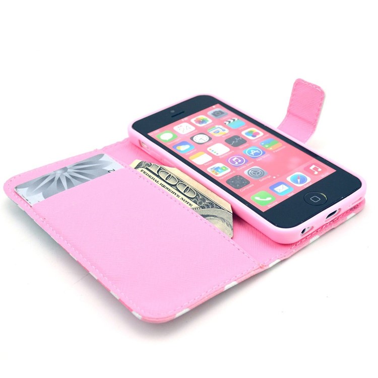 Colorized Chevron Pattern Leather Magnetic Shell for iPhone 5c w/ Stand-7
