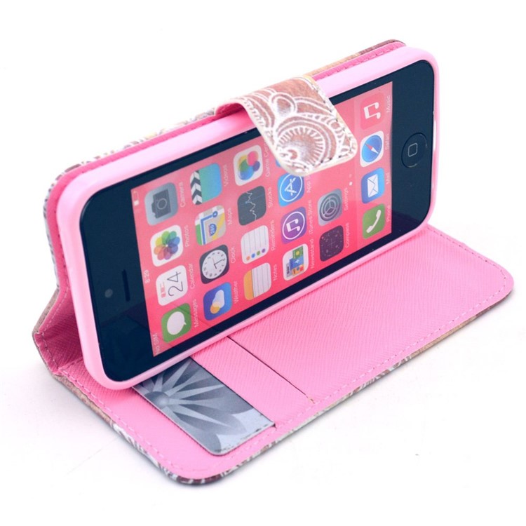 Henna Mandala Pattern Leather Stand Cover for iPhone 5c-5